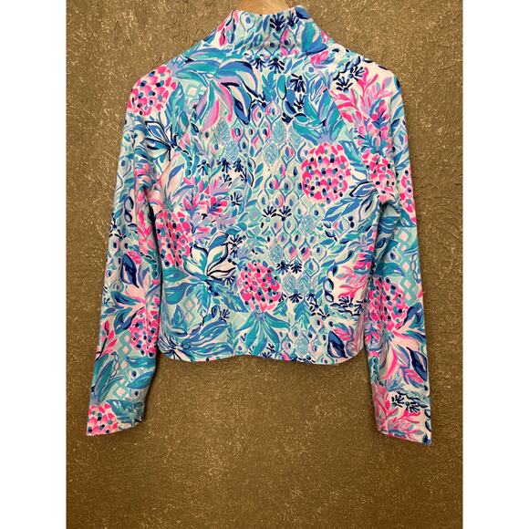 Lilly Pulitzer Skipper Cropped Popover Zanizibar Blue Party Princess Medium - Picture 2 of 7